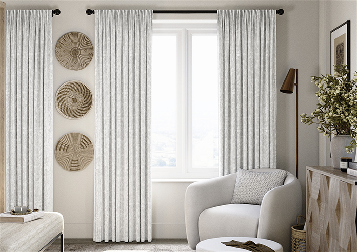 Crushed Velvet, White - Made to Measure Curtains - Image 3